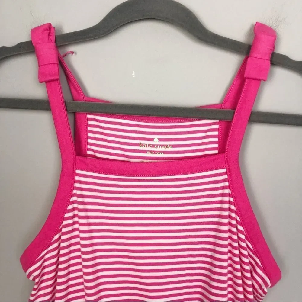 KATE SPADE NEW YORK | Pink & White Striped Romper Bow Shoulder Women’s Size XS